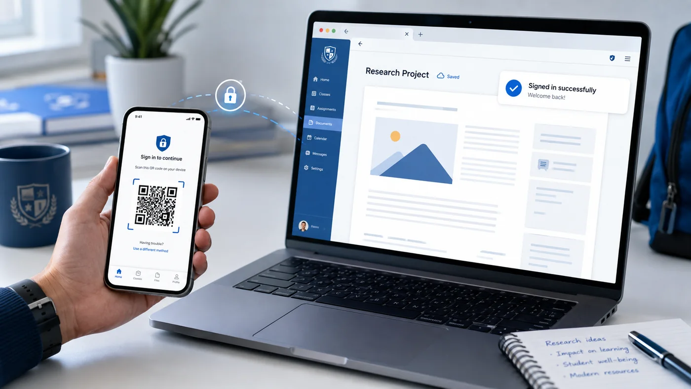 Mobil ve web arasında QR ile devam etme